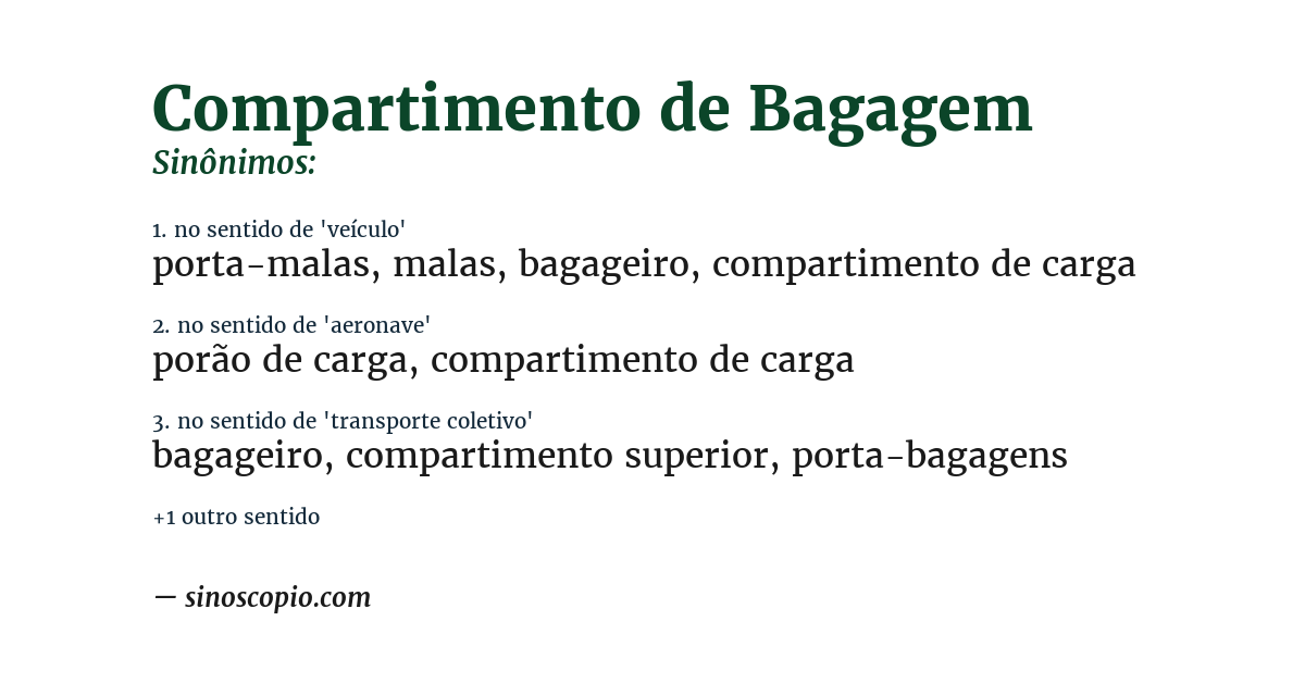 Sinônimo de compartimento de bagagem