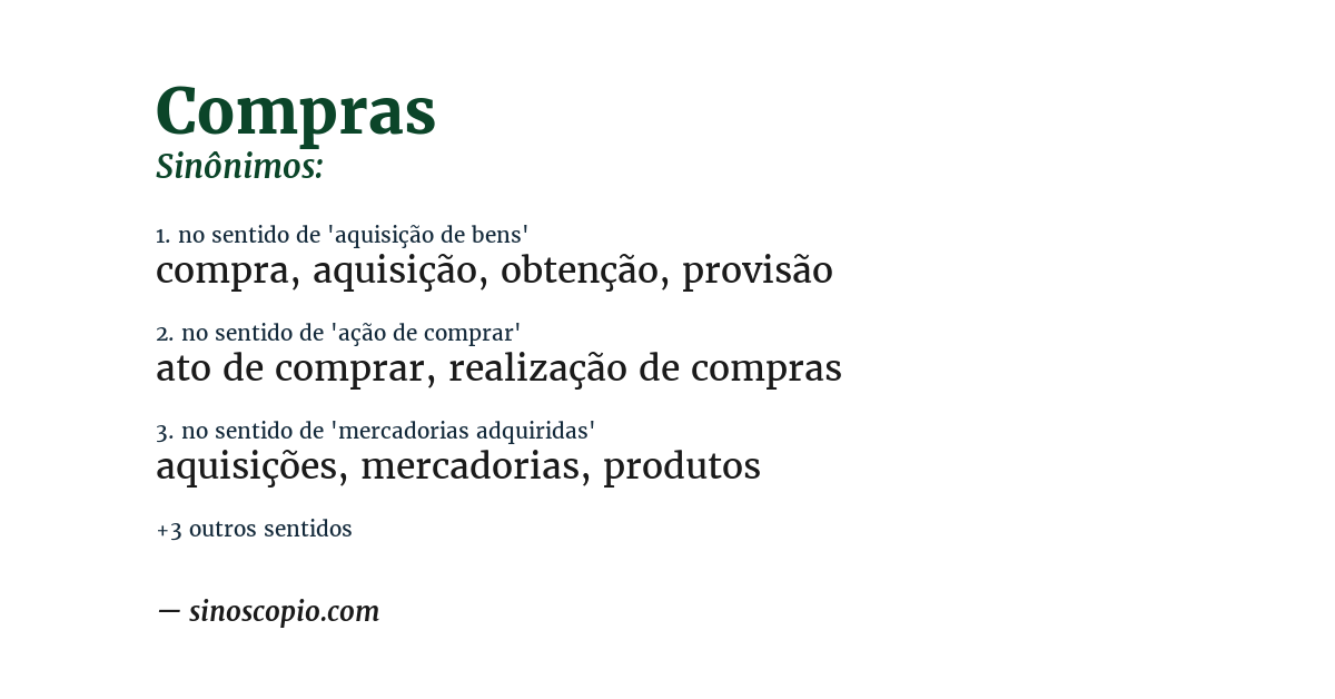 Sinônimo de compras
