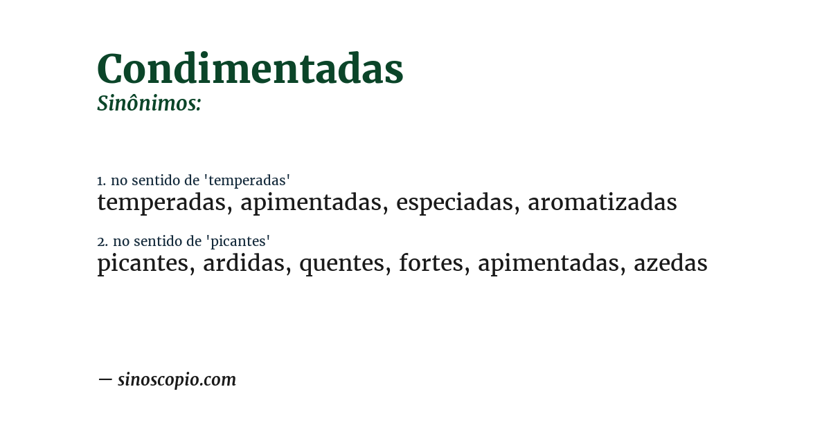 Sinônimo de condimentadas