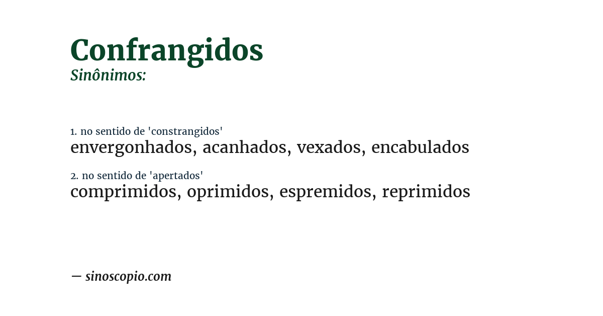 Sinônimo de confrangidos
