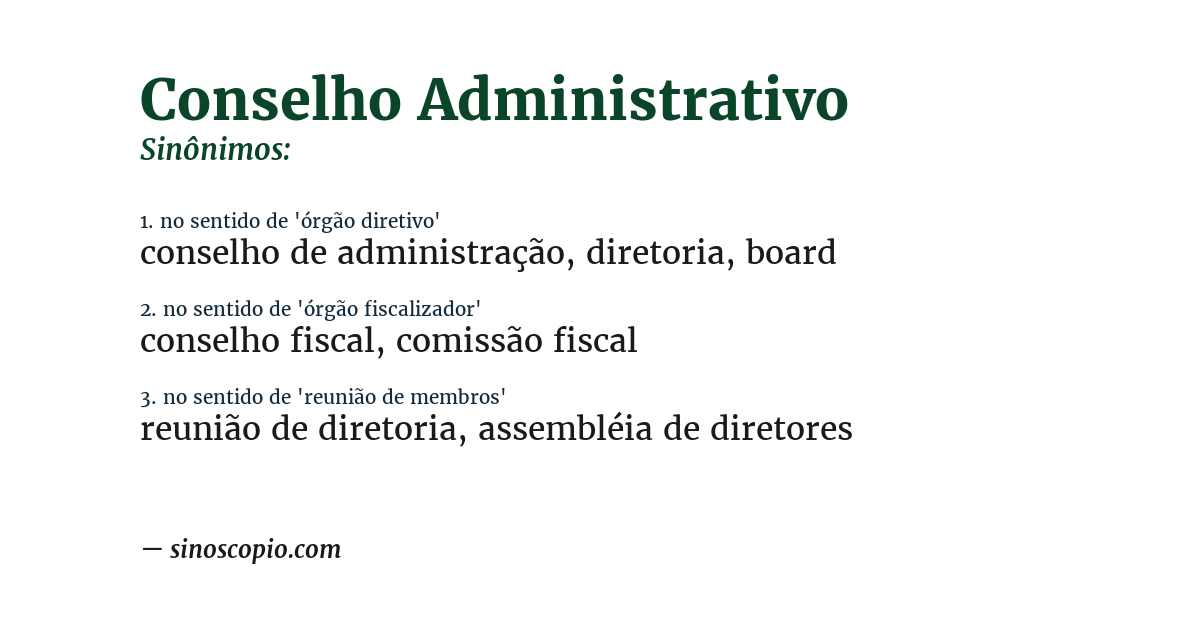 Sinônimo de conselho administrativo