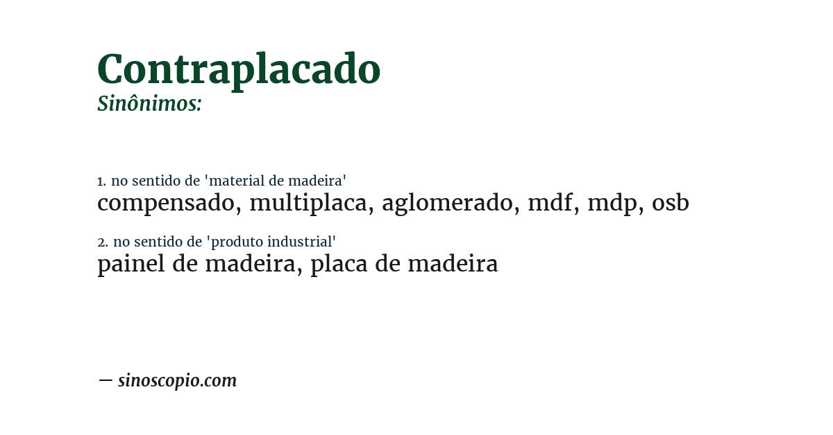 Sinônimo de contraplacado