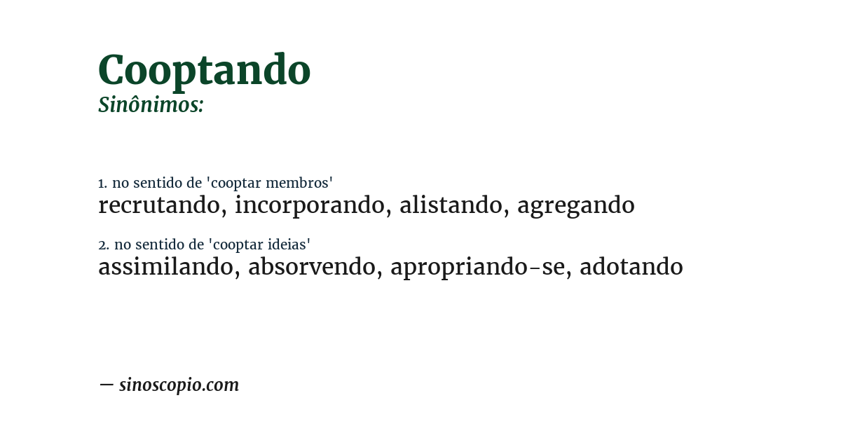 Sinônimo de cooptando