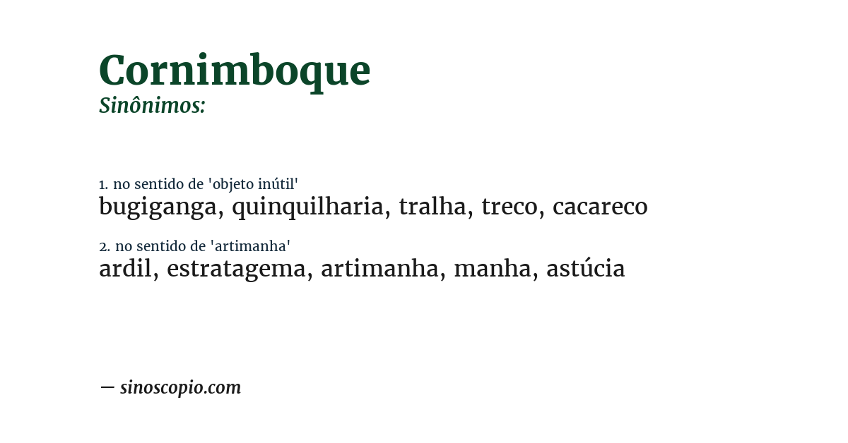 Sinônimo de cornimboque