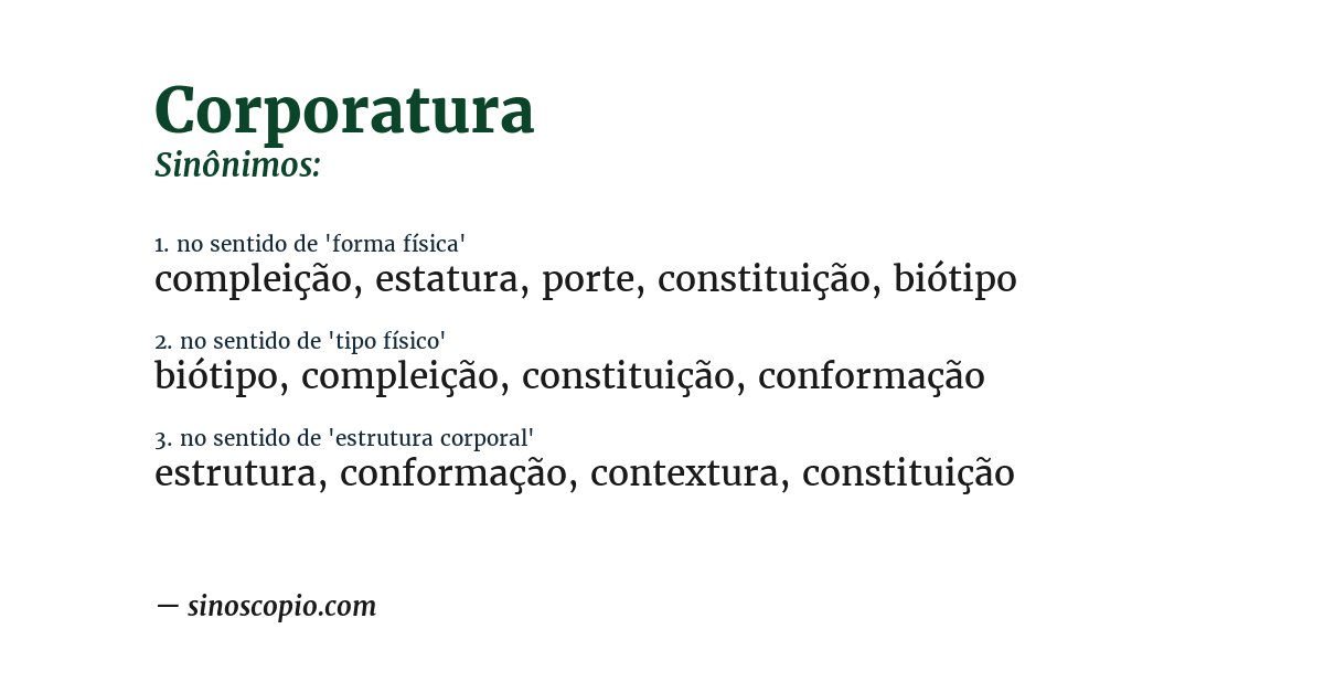 Sinônimo de corporatura