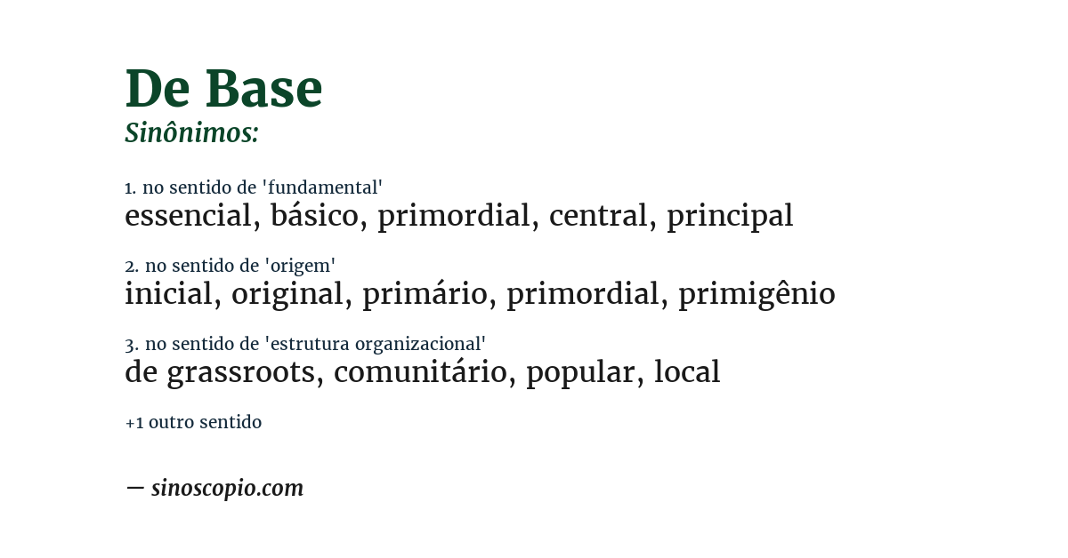 Sinônimo de de base
