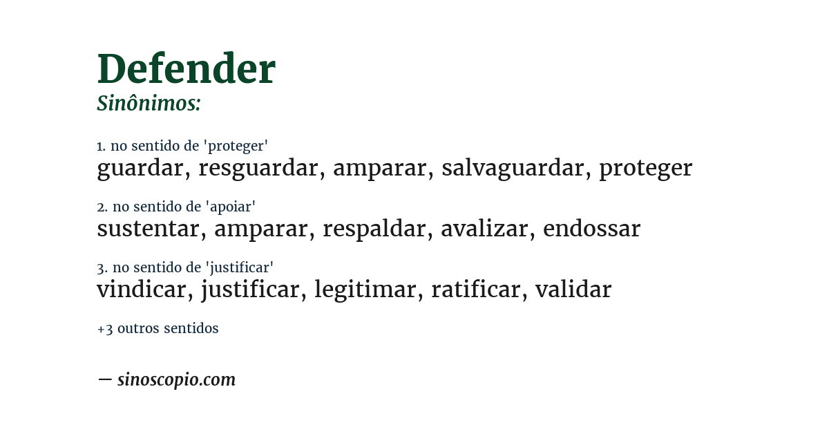 Sinônimo de defender