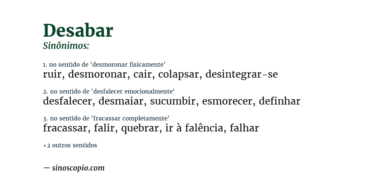 Sinônimo de desabar