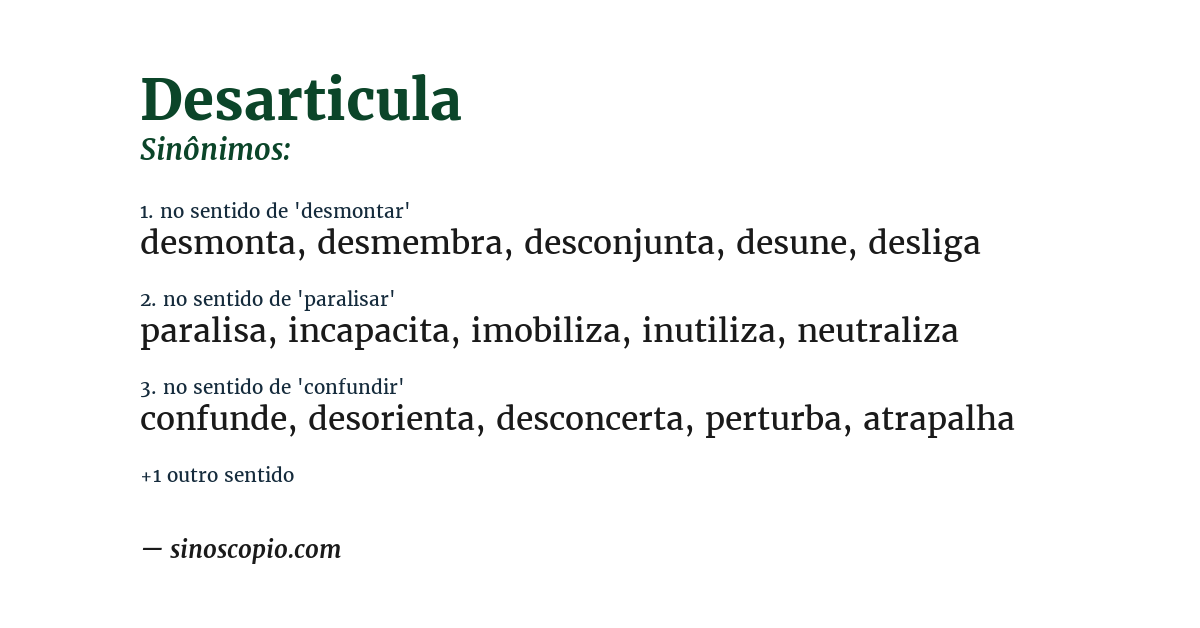 Sinônimo de desarticula