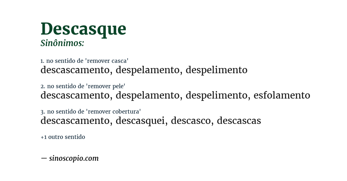 Sinônimo de descasque