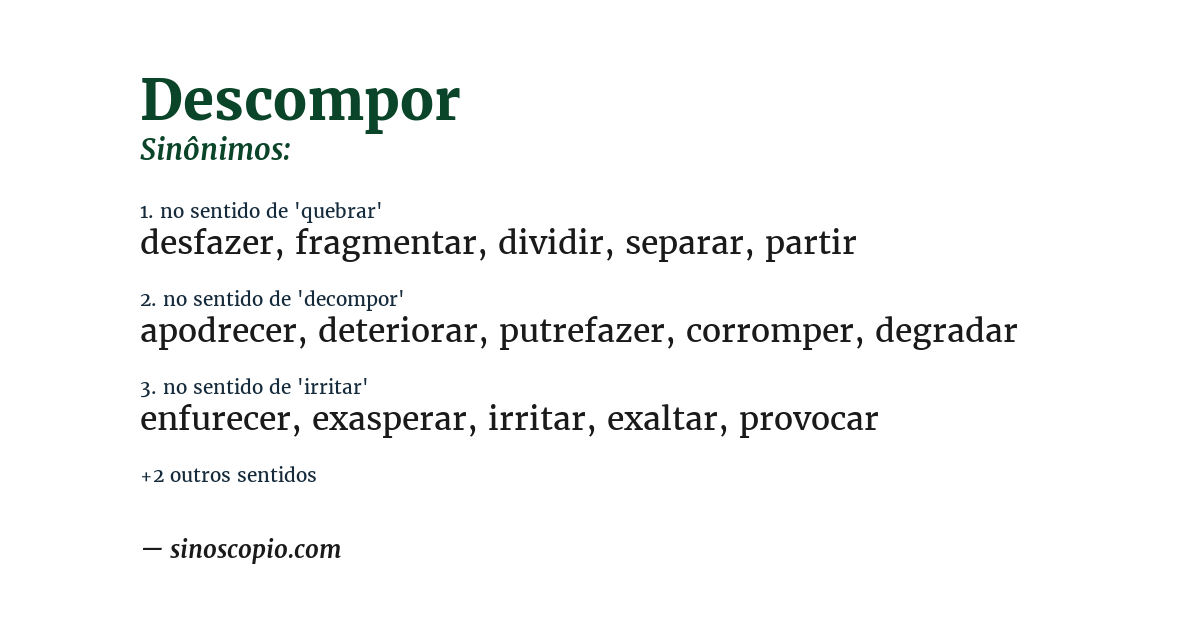 Sinônimo de descompor
