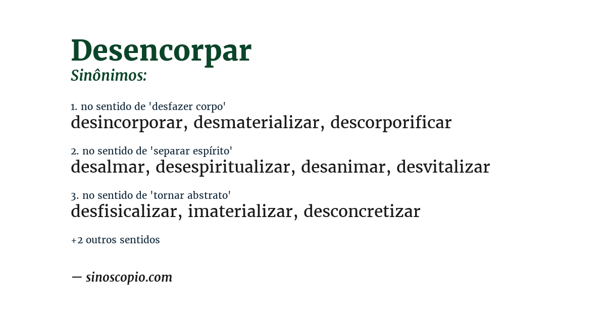 Sinônimo de desencorpar