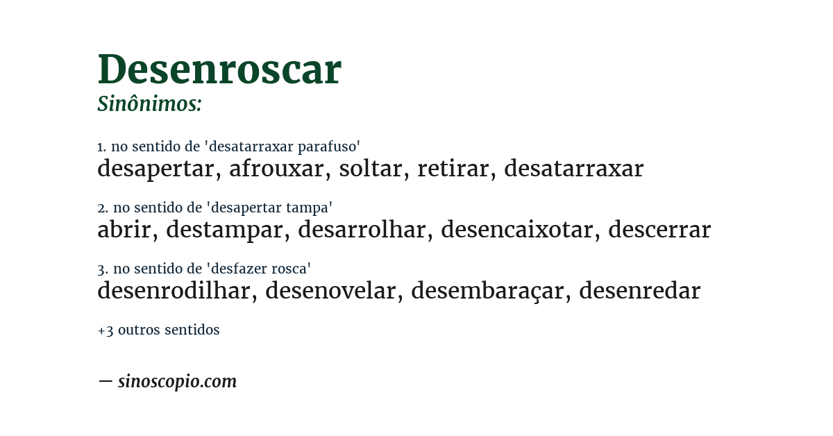 Sinônimo de desenroscar