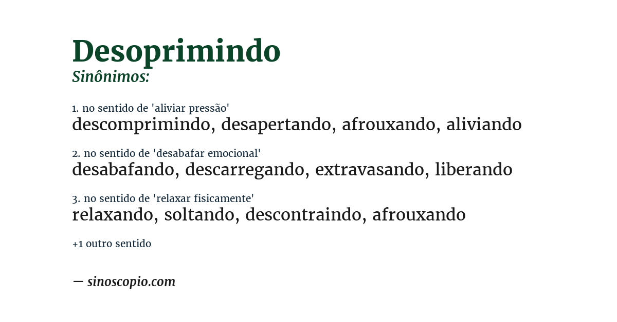 Sinônimo de desoprimindo
