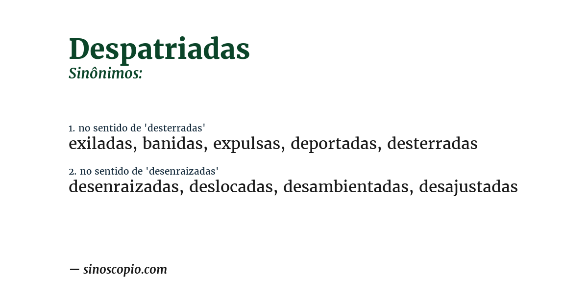 Sinônimo de despatriadas