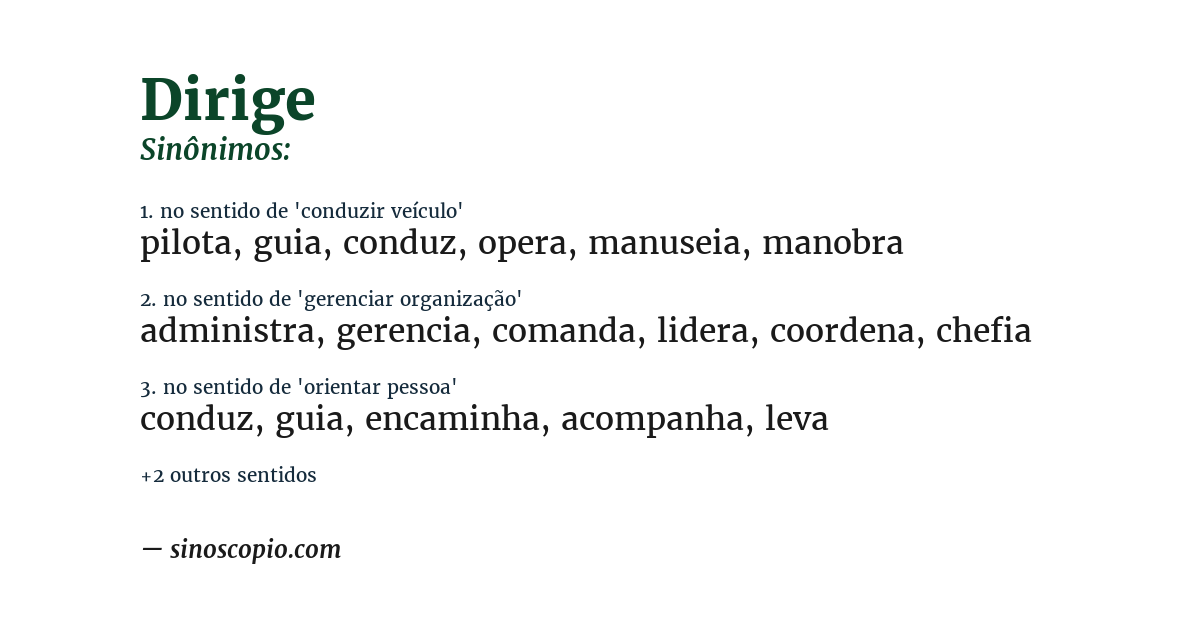 Sinônimo de dirige