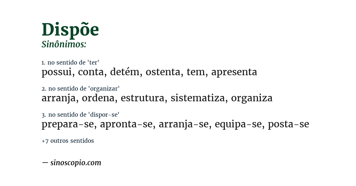 Sinônimo de dispõe