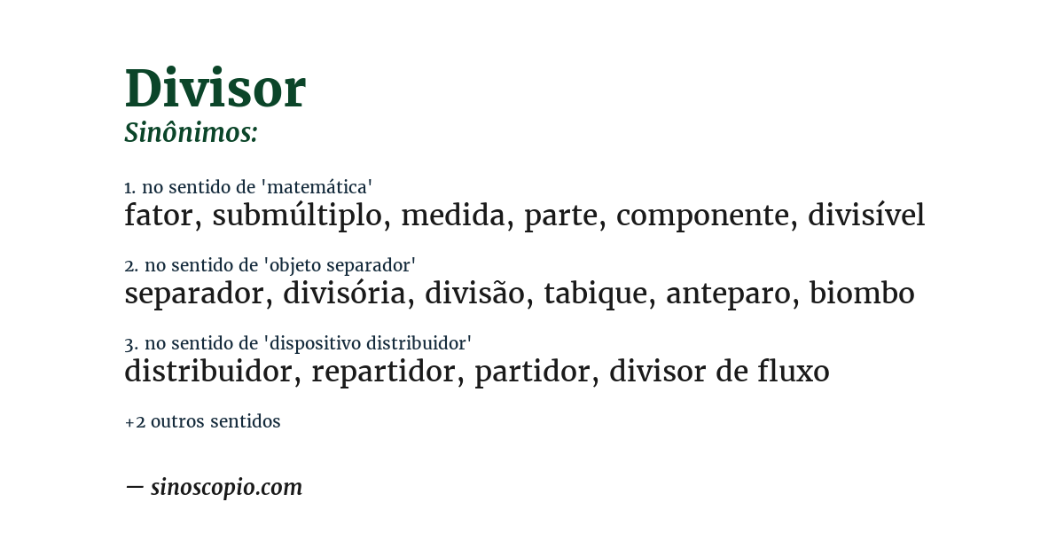 Sinônimo de divisor