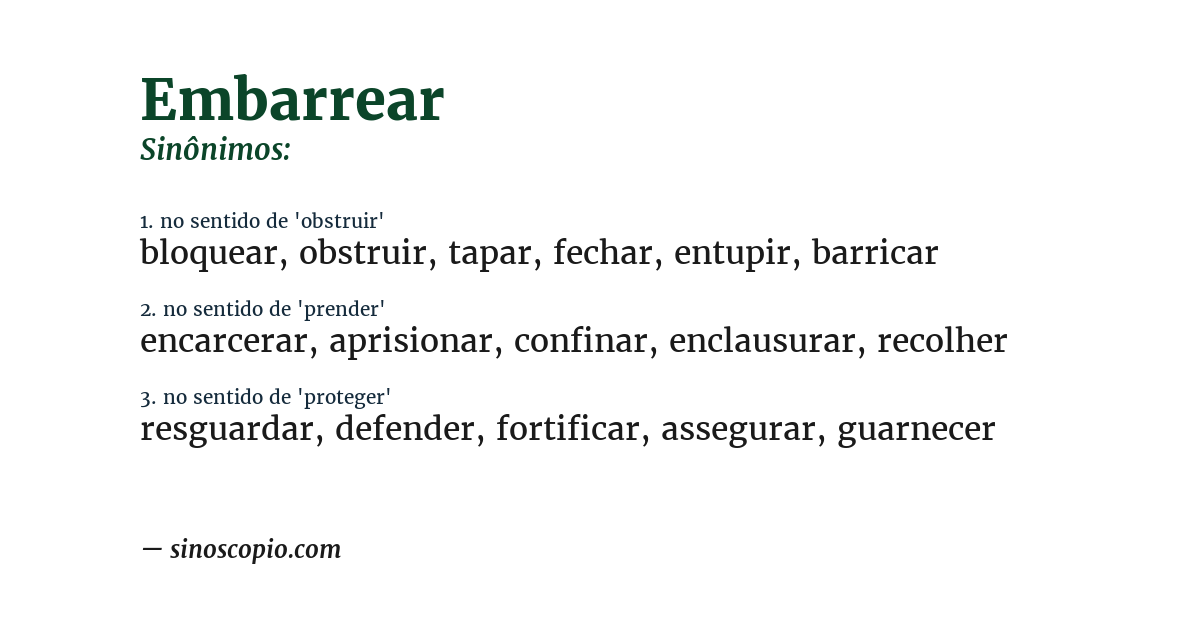 Sinônimo de embarrear