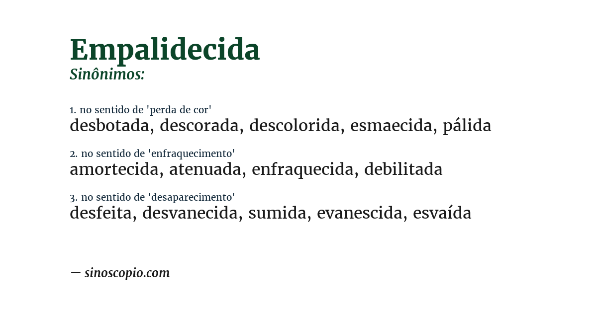 Sinônimo de empalidecida