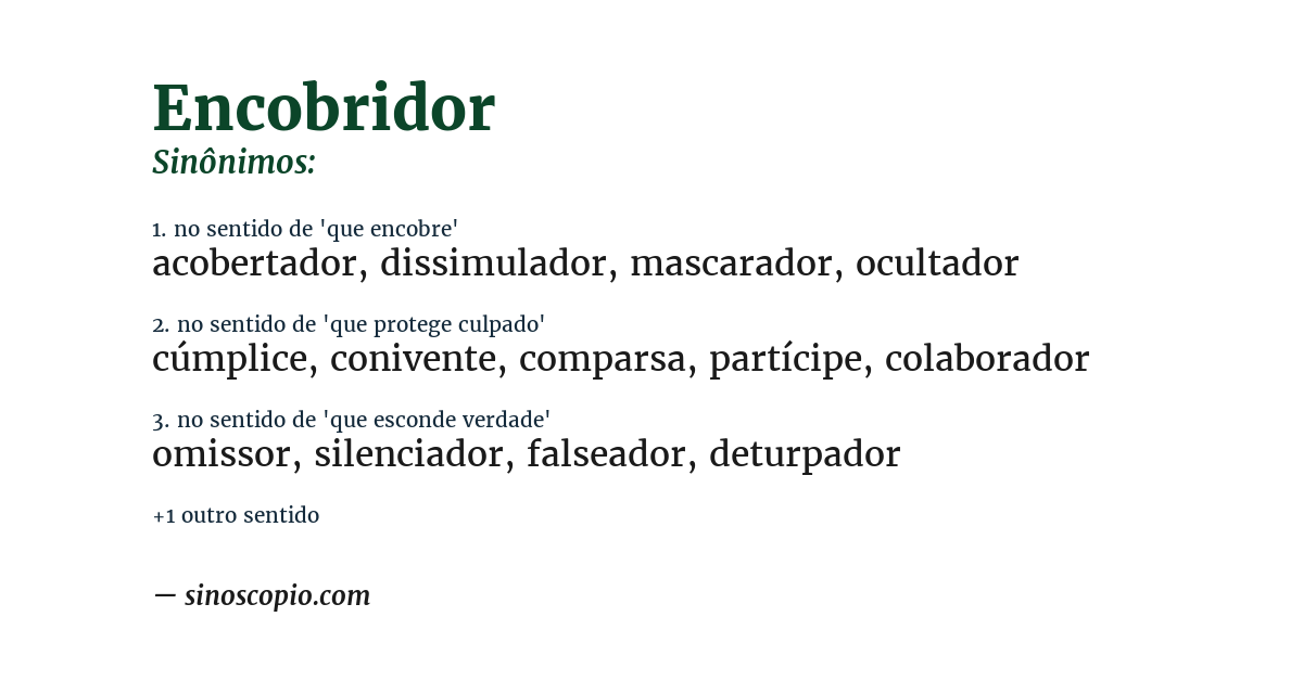Sinônimo de encobridor