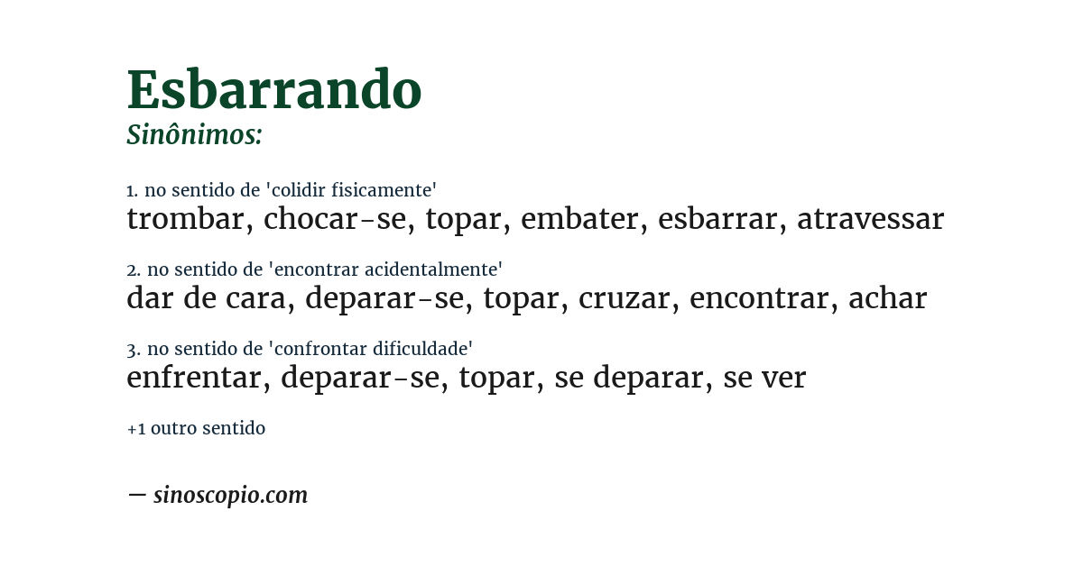 Sinônimo de esbarrando