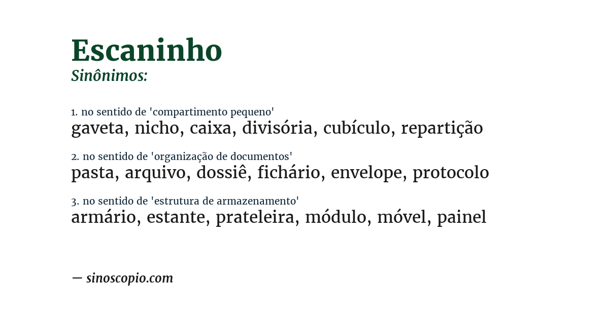 Sinônimo de escaninho