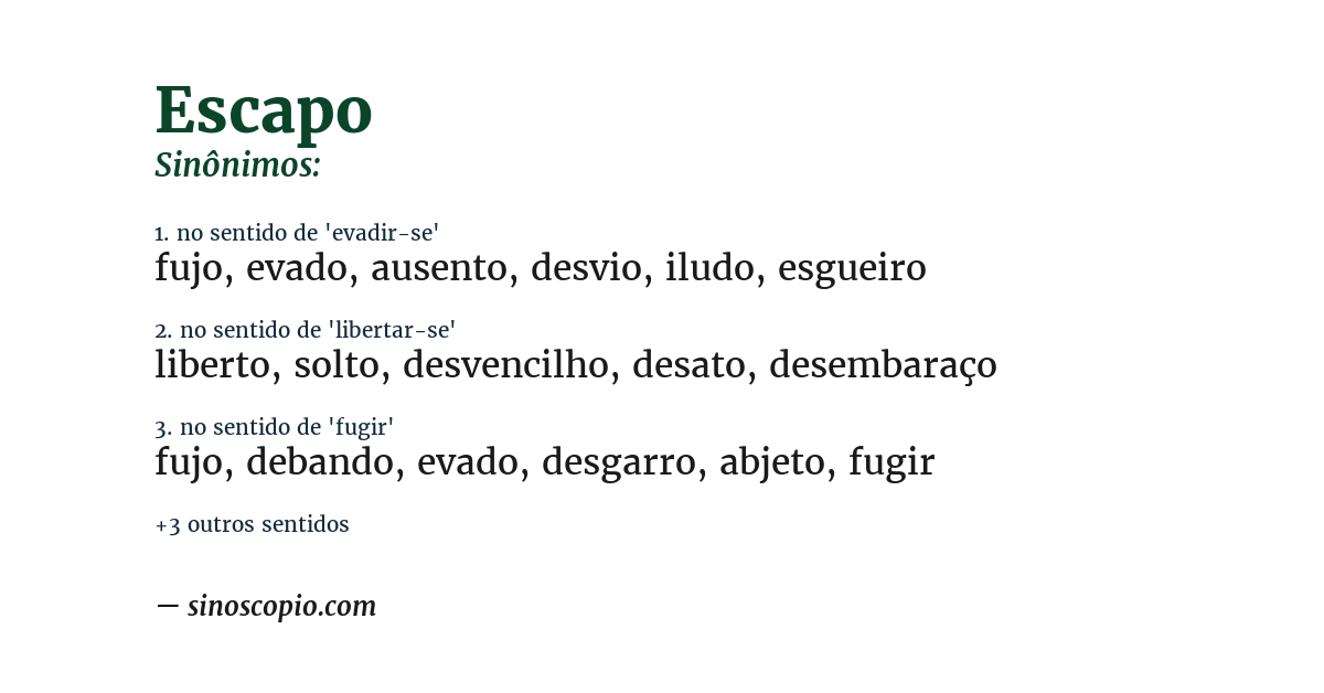 Sinônimo de escapo