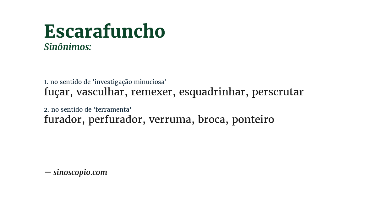 Sinônimo de escarafuncho