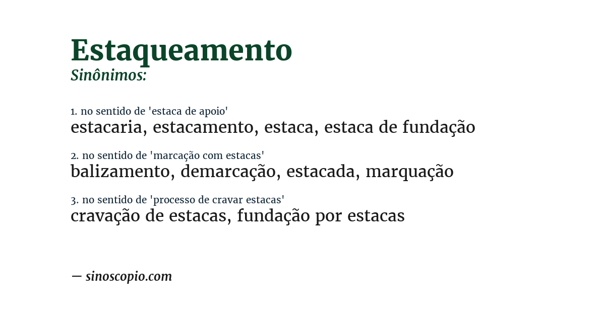 Sinônimo de estaqueamento