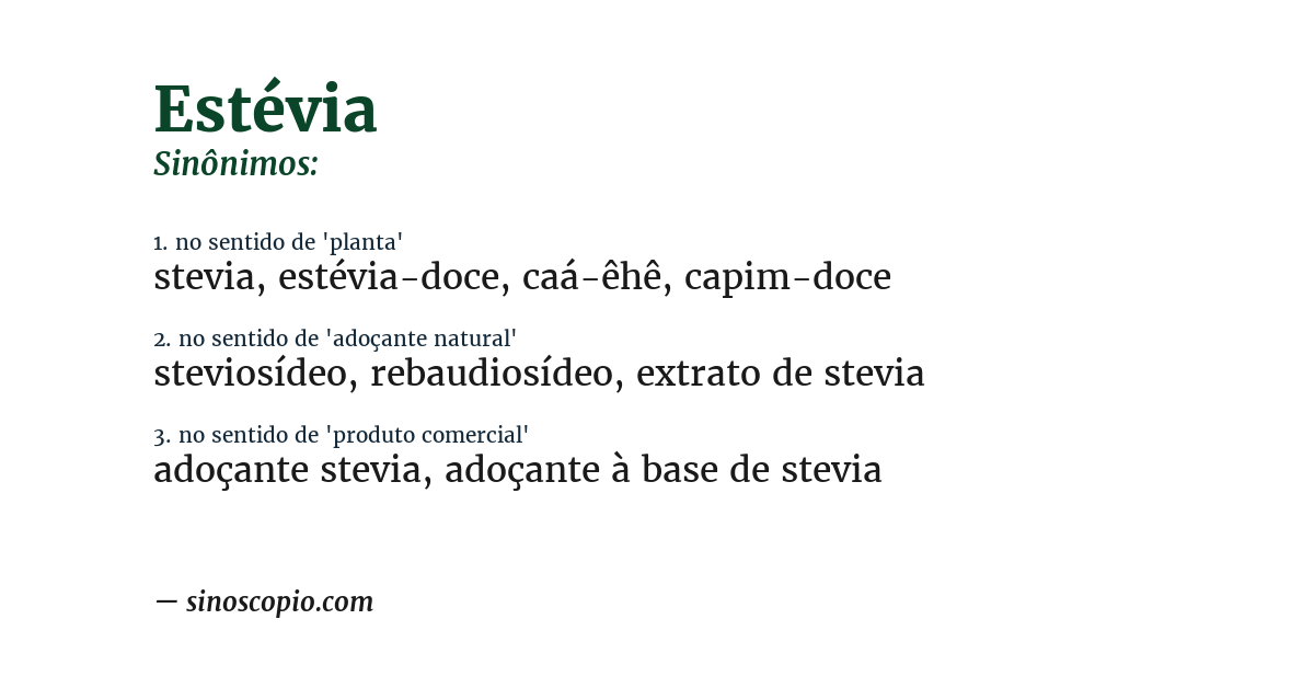 Sinônimo de estévia