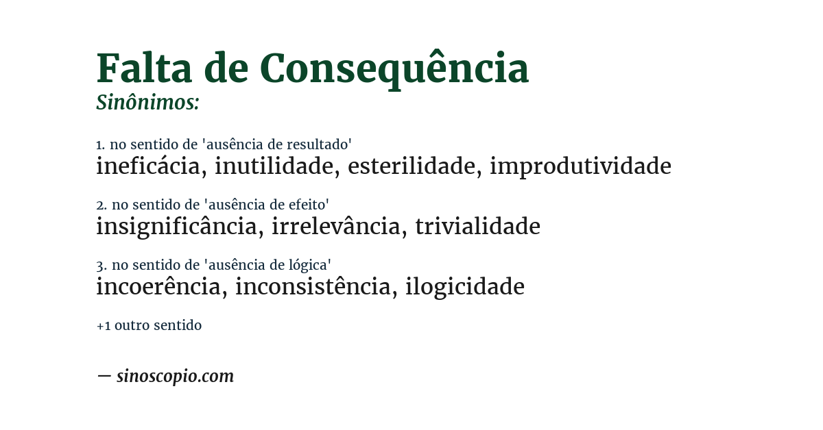 Sinônimo de falta de consequência