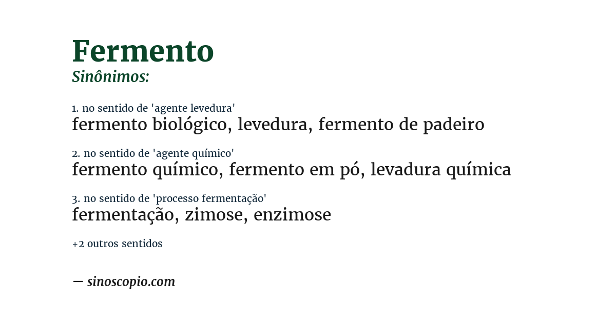 Sinônimo de fermento