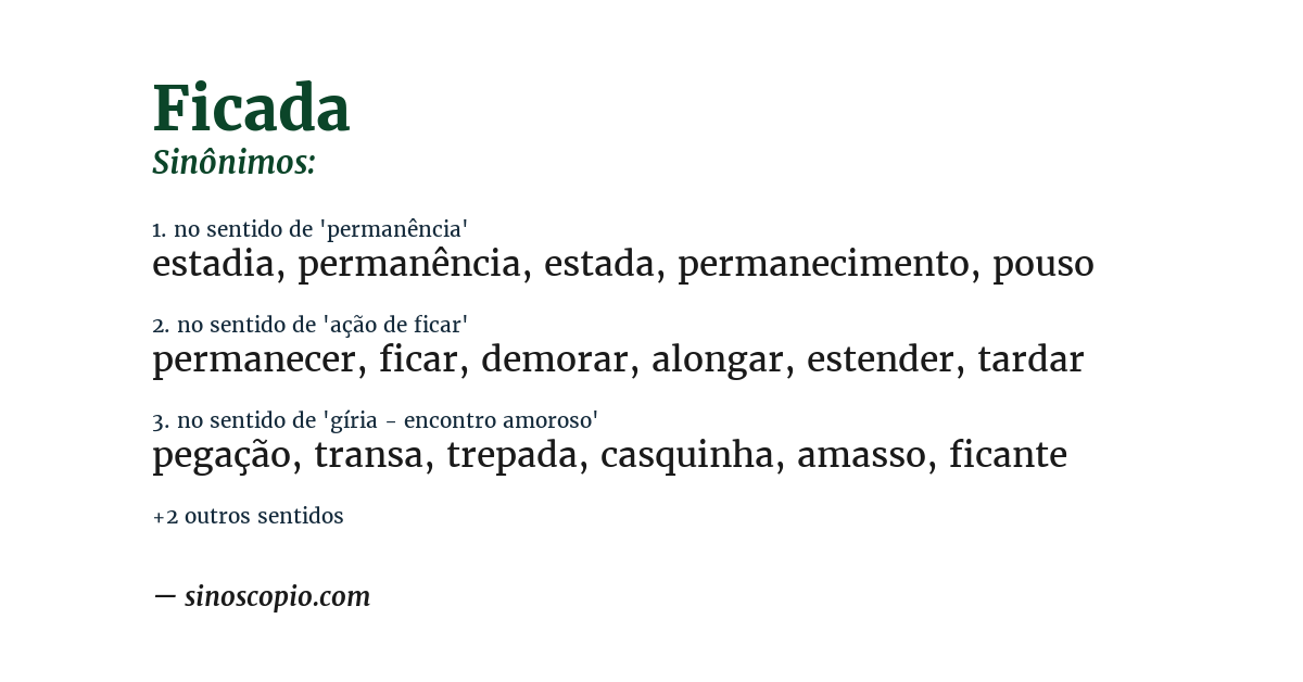Sinônimo de ficada