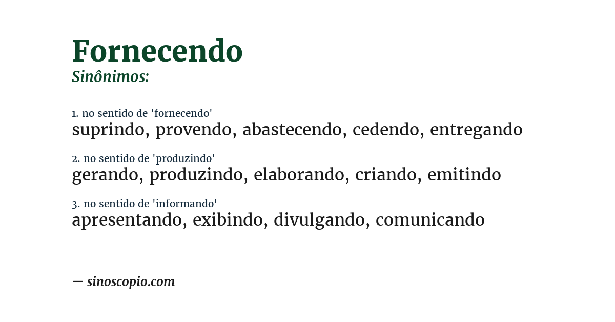 Sinônimo de fornecendo