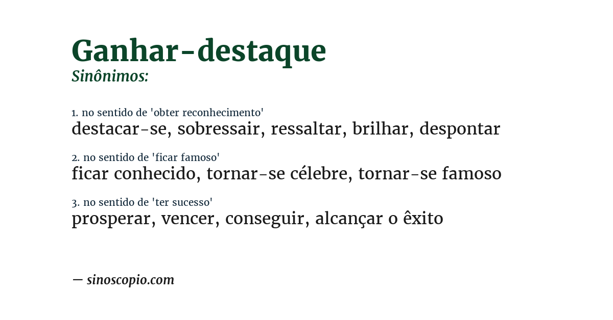 Sinônimo de ganhar-destaque