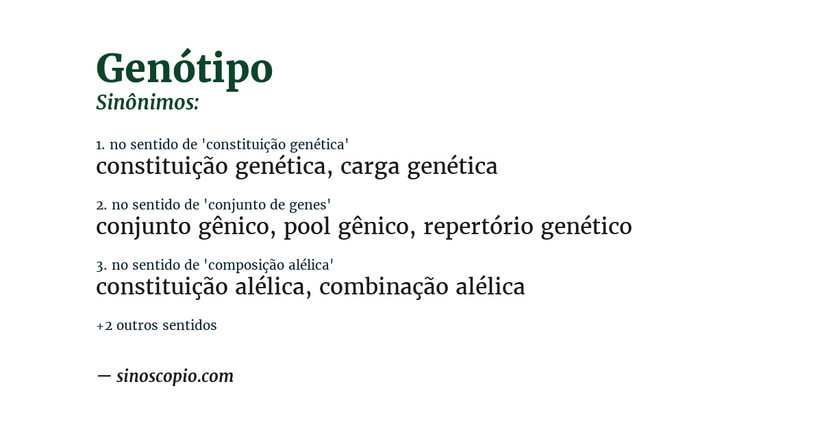 Sinônimo de genótipo