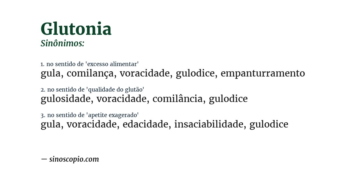 Sinônimo de glutonia