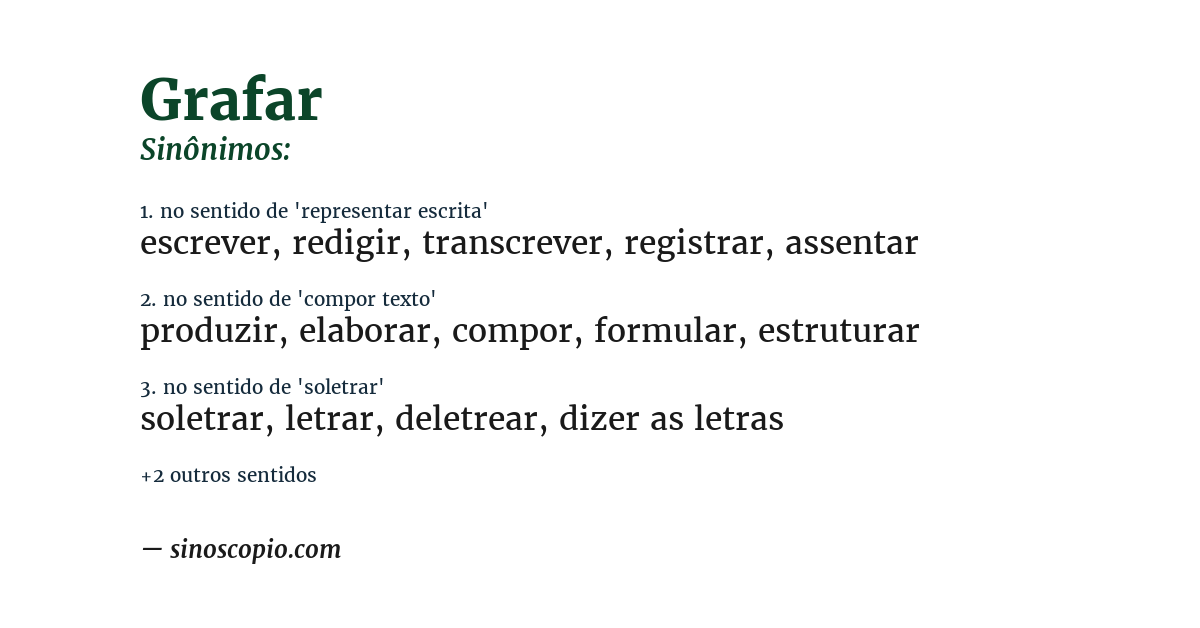 Sinônimo de grafar