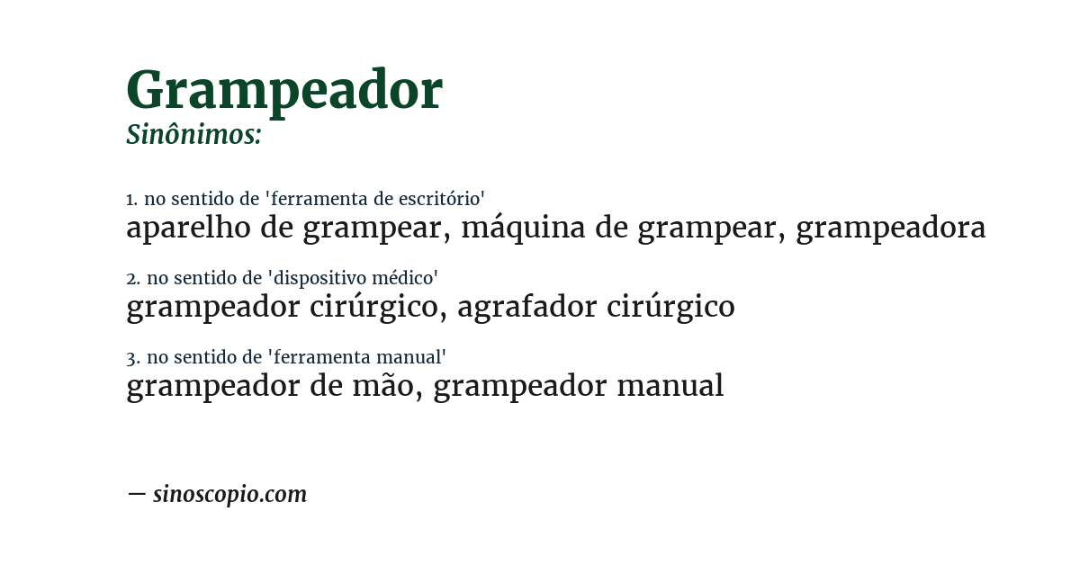 Sinônimo de grampeador