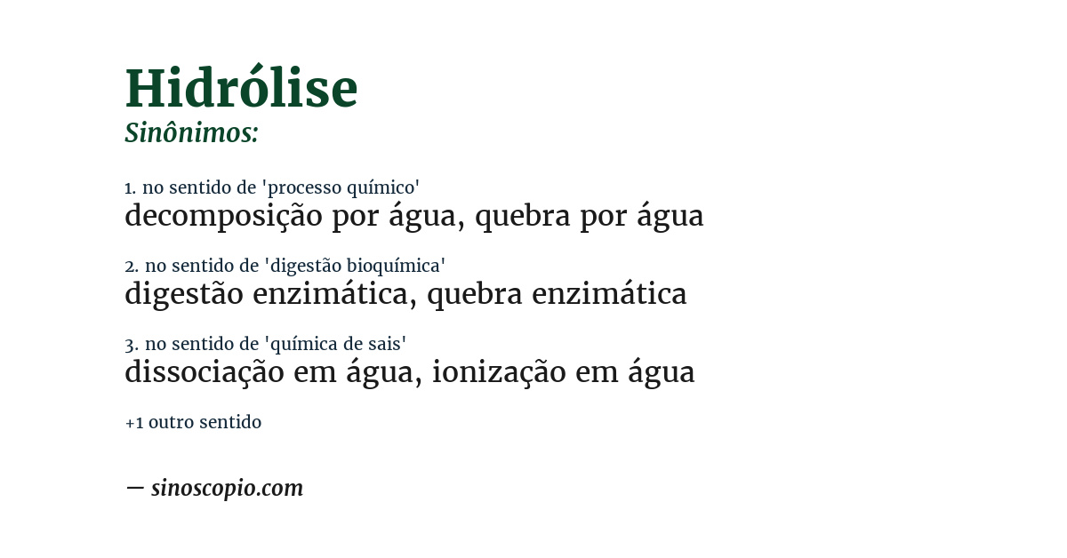 Sinônimo de hidrólise