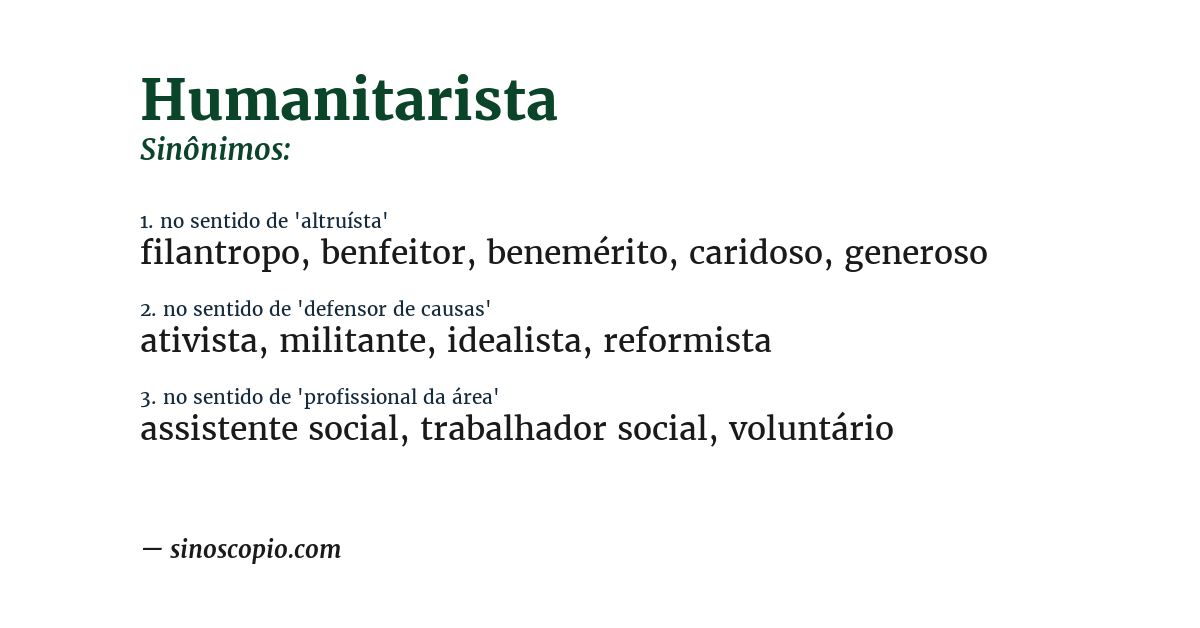 Sinônimo de humanitarista