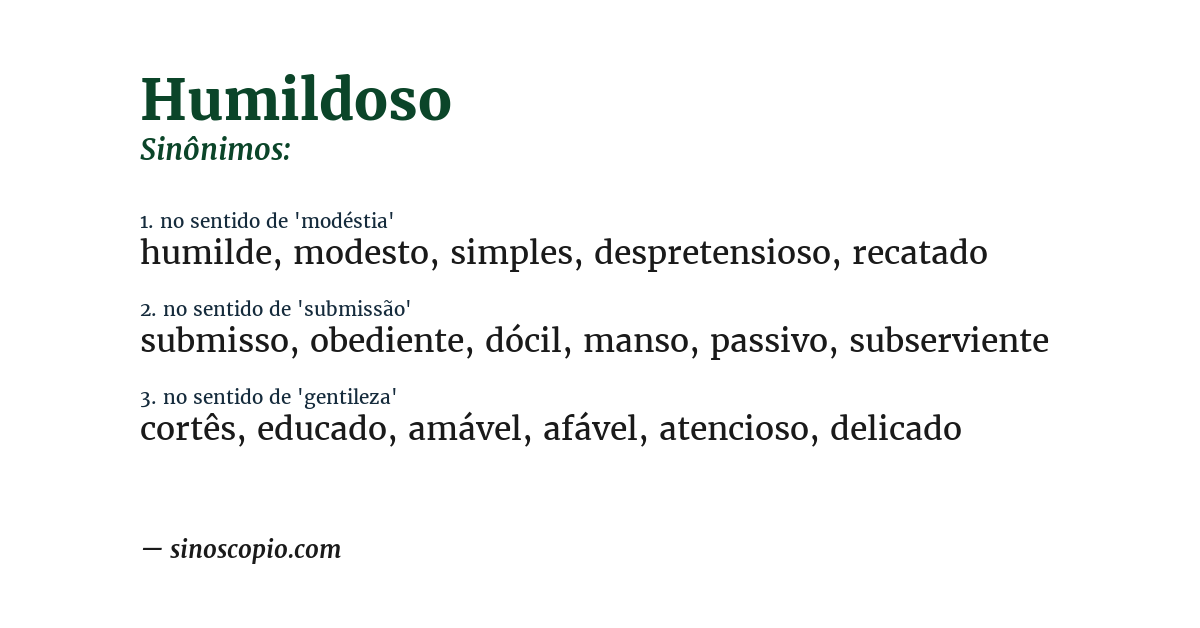 Sinônimo de humildoso