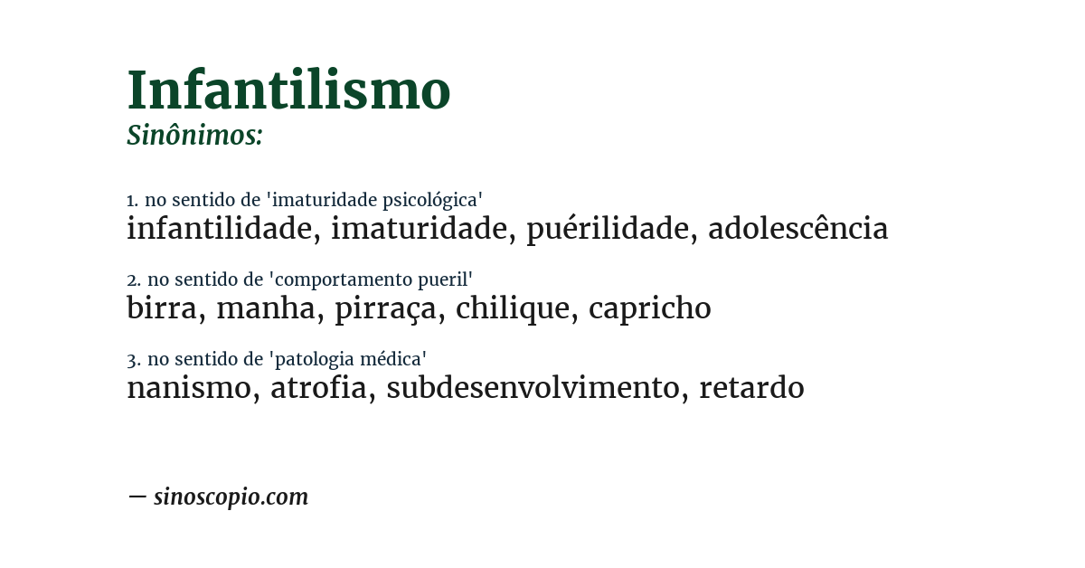 Sinônimo de infantilismo