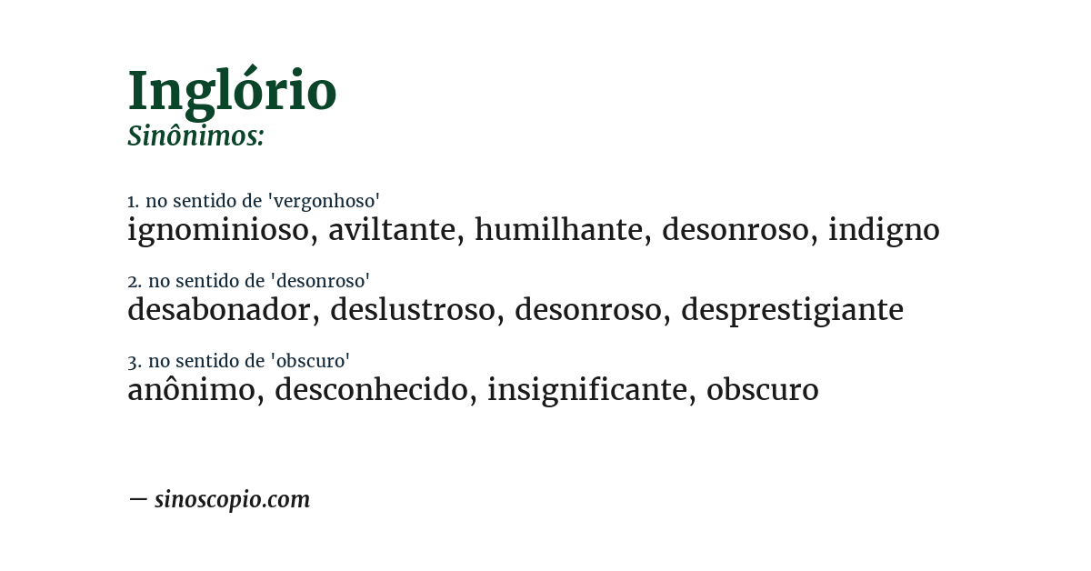 Sinônimo de inglório