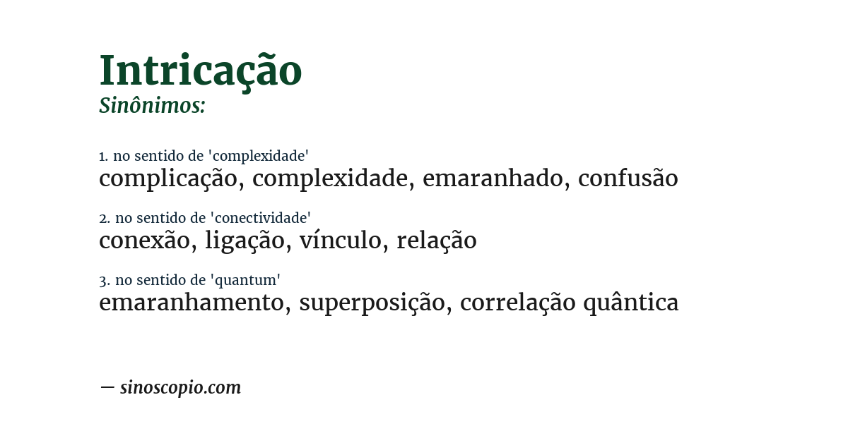 Sinônimo de intricação