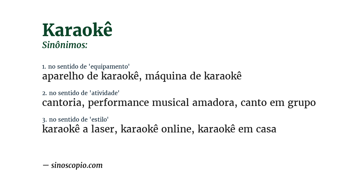 Sinônimo de karaokê