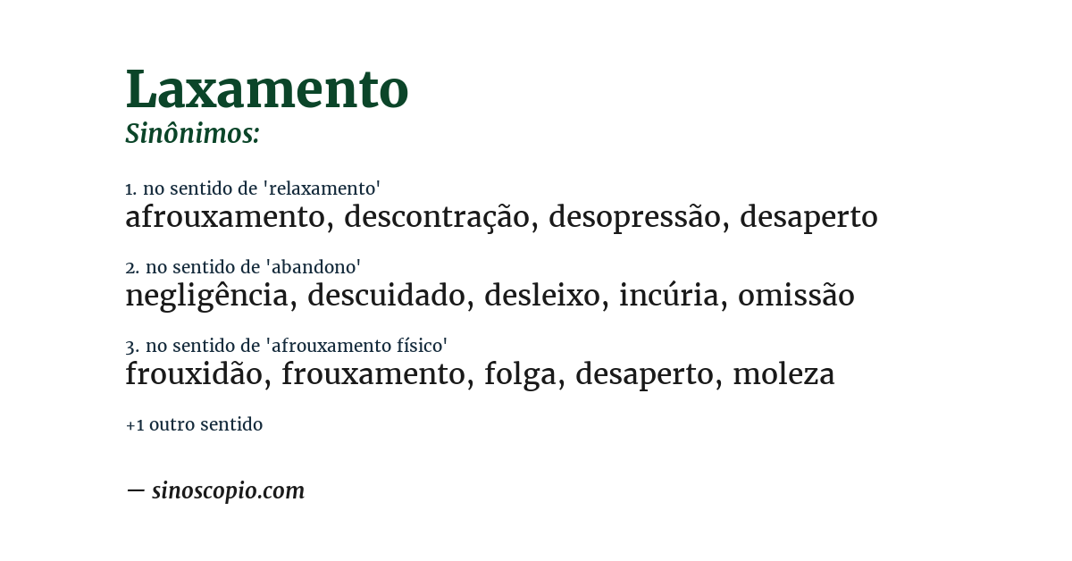 Sinônimo de laxamento