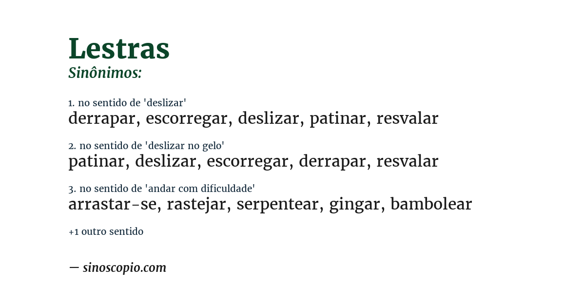 Sinônimo de lestras
