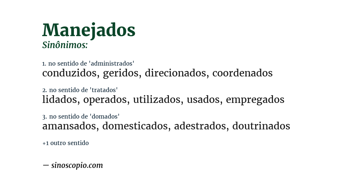 Sinônimo de manejados